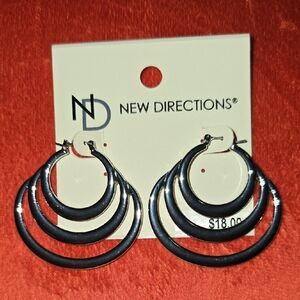 New Directions Triple Silver Hoop Earrings